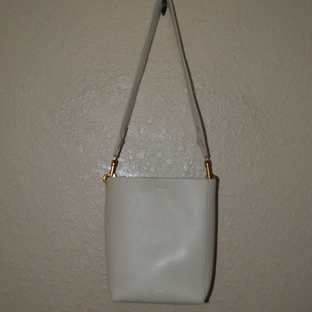 $2000 Celine Grege Small Sangle Soft Grained Calfskin Shoulder Bucket Handbag